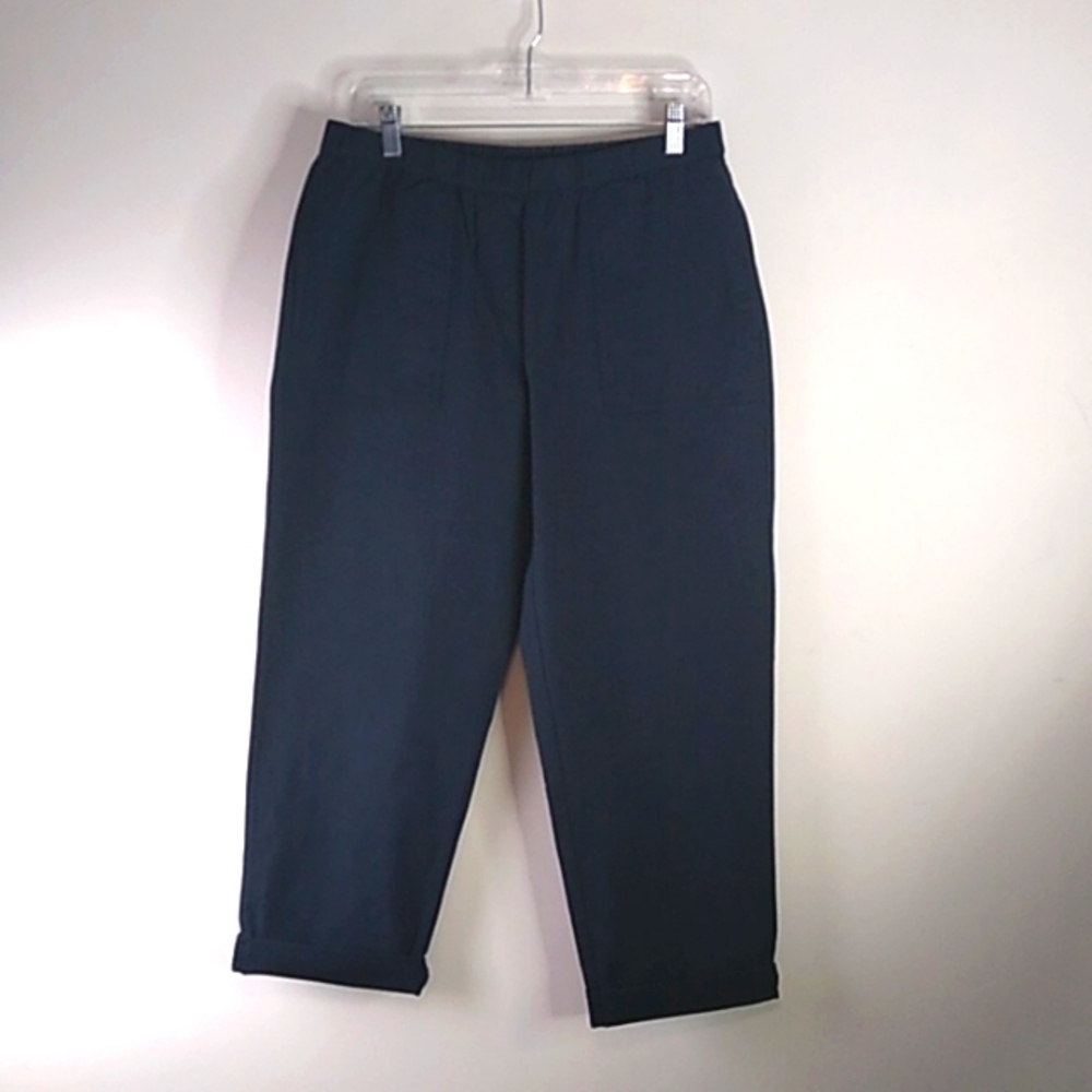 j jill - Navy Blue Cuffed  elastic waist  Cropped Chino - Size Small